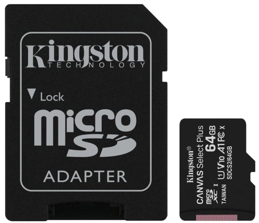 Kingston, microSD, Class 10, 64 Гб c адаптером