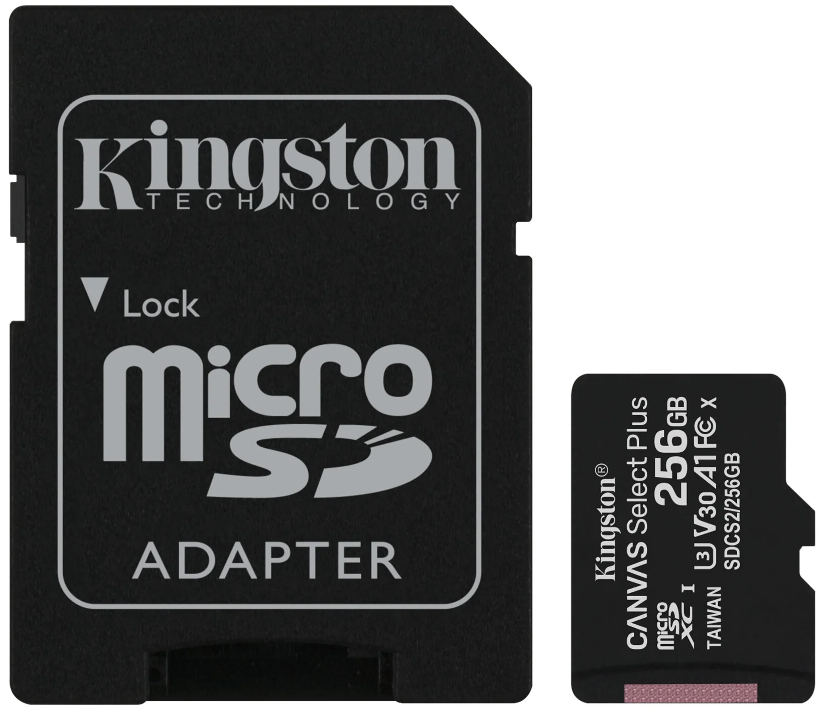 Kingston, microSD, Class 10, 256 Гб c адаптером
